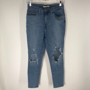 Levi's 721 High Rise Skinny Ankle Destroyed Jeans